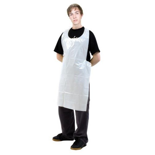 Disposable LDPE Apron 1170x690mm 30 Micron White, Pack of 100
