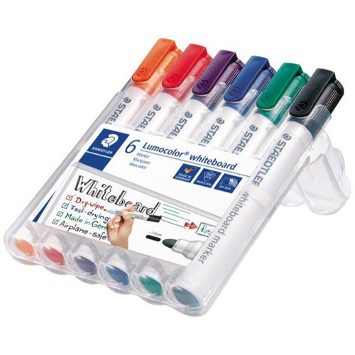 Staedtler Assorted Colours Lumocolor Whiteboard Marker Bullet Tip, Pack of 6