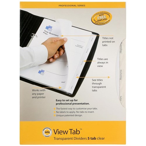 Marbig View Index Dividers 5 Tab A4 Polypropylene Clear OfficeMax NZ