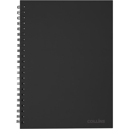 Collins A4 Hard Cover Spiral Notebook Black 200 Pages
