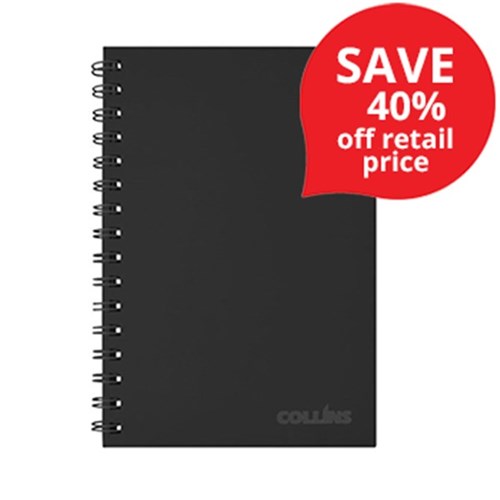 Collins A5+ Hardcover Spiral Notebook Black 200 Pages OfficeMax NZ