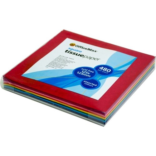 OfficeMax 125x125mm Tissue Paper Squares Assorted Colours, Pack of 480