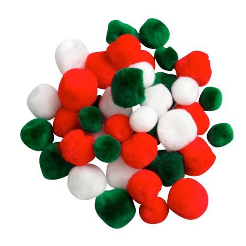 Pom Poms Standard Christmas Colours, Pack of 100