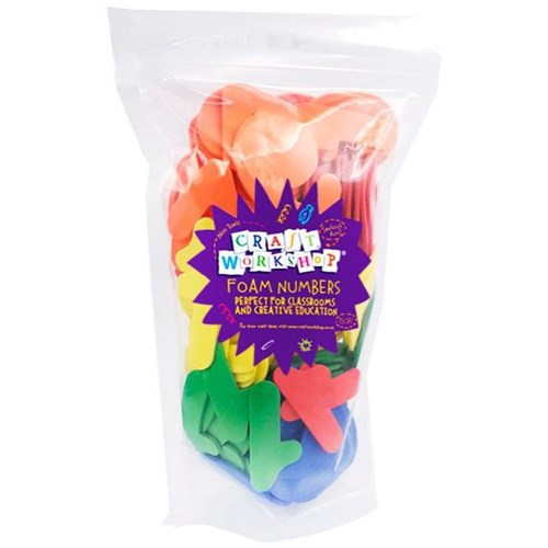 Craft Workshop Foam Numbers 50mm Assorted Colours, Pack of 150