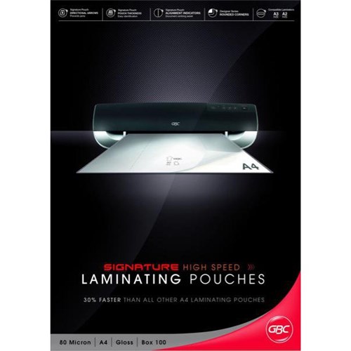 GBC A4 High Speed Laminating Pouches 80 Micron, Pack of 100