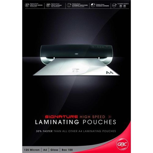 GBC A4 High Speed Laminating Pouches 125 Micron, Pack of 100