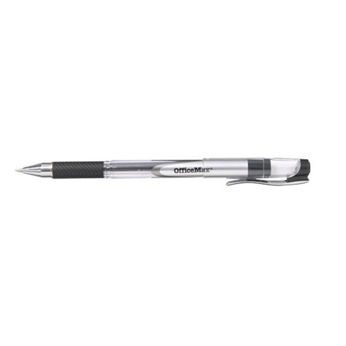 1950215 OfficeMax Black Capped Ballpoint Pen Rubber Grip 1.0mm Medium Tip