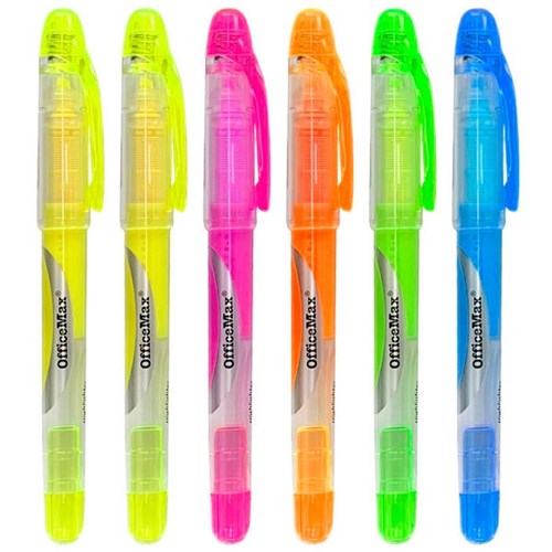 OfficeMax Assorted Colours Pen Style Highlighters Chisel Tip, Pack of 6