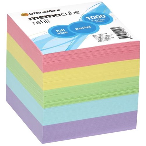 OfficeMax Memo Cube Refill 97x97mm Full Size Pastel Colours OfficeMax NZ