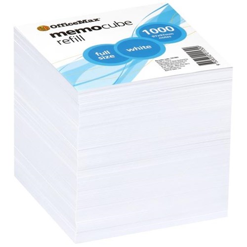 OfficeMax Memo Cube Refill 97x97mm Full Size White OfficeMax NZ