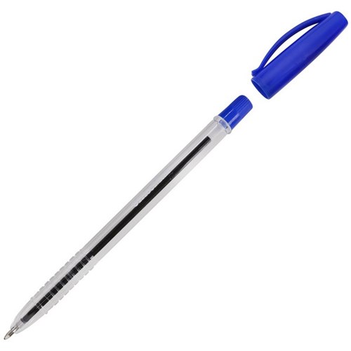OfficeMax Blue Capped Ballpoint Pens 1.0mm Medium Tip, Pack of 12
