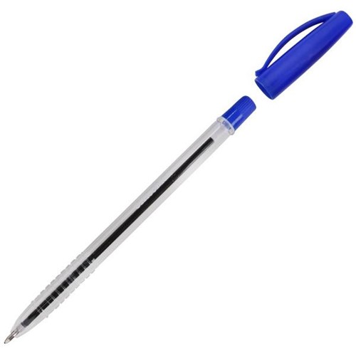 OfficeMax Blue Capped Ballpoint Pens 1.0mm Medium Tip, Pack of 12