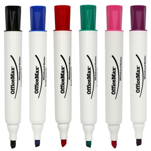 OfficeMax Assorted Colours Whiteboard Markers Chisel Tip, Pack of 6