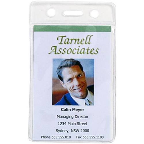 OfficeMax Security ID Card Holder Soft Vinyl Portrait 85 x 56mm, Pack of 10