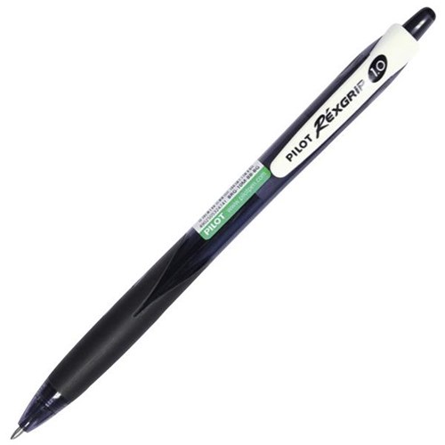 Pilot BeGreen Rexgrip Black Retractable Ballpoint Pen 1.0mm Medium Tip