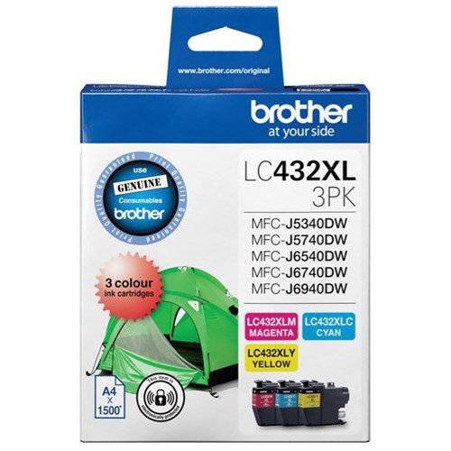 Brother LC432XL3PKS Colour Ink Cartridges, Pack of 3