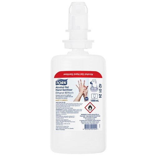Tork Hand Sanitiser Alcohol Gel S4 420124 1L, Carton of 6