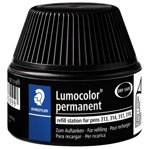 Staedtler Lumocolor 487 17 Black Permanent Universal Pen Ink Refill Station 15ml