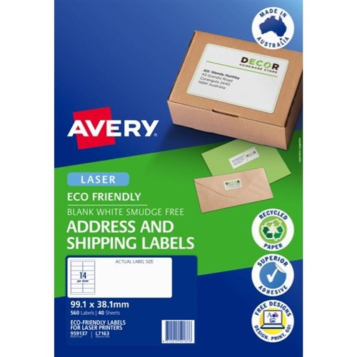 Avery Laser Eco Label L7163 14 Per Sheet 40 Sheets