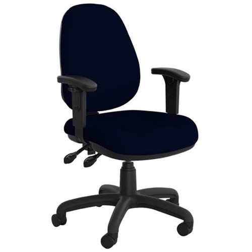 Evo Task Chair With Arms 3 Levers Luxe Seat High Back Breathe Fabric/Navy