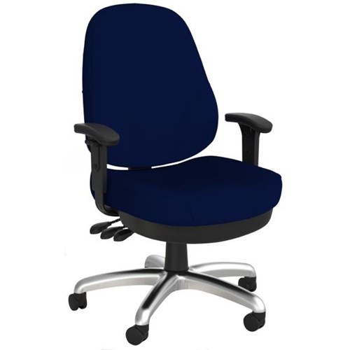 Plymouth Heavy Duty Task Chair With Arms High Back Breathe Fabric/Navy/Alloy