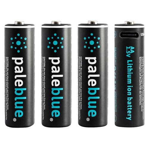 Pale Blue AA USB-C Rechargeable Batteries, Pack of 4