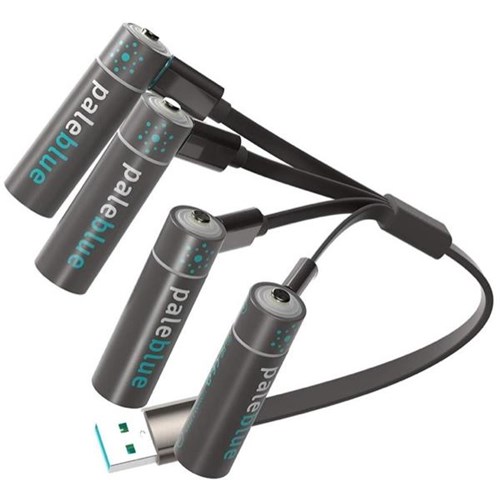 Pale Blue AA USB Rechargeable Batteries, Pack of 4 OfficeMax NZ