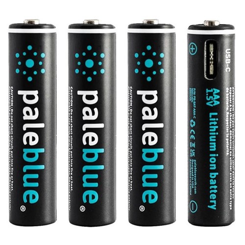 Pale Blue AAA USB-C Rechargeable Batteries, Pack of 4