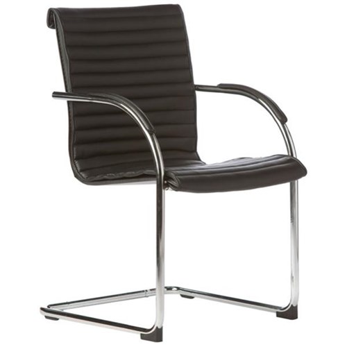 Matrix Visitor Chair With Arms Black Padded PU Cover