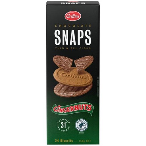 Griffin's Chocolate Snaps Biscuits Gingernuts 150g OfficeMax NZ