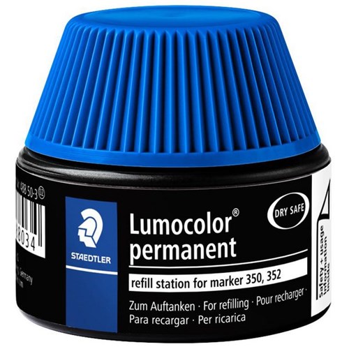 Staedtler Lumocolor 488 50 Blue Permanent Marker Ink Refill Station 30ml