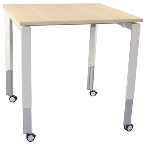 Oblique Meeting Table With Height Adjustable Legs 900mm Square Maple/Snow