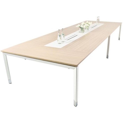 Oblique Meeting Table With Height Adjustable Legs 3600x1600mm Maple/Snow