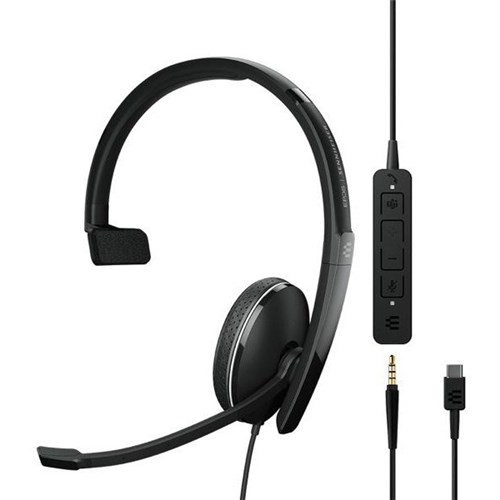 EPOS Sennheiser Adapt 135T USB-C II MS Wired Monaural Headset with 3.5mm Jack