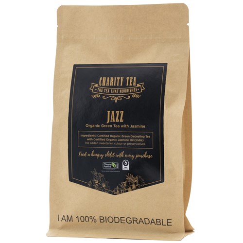 Charity Tea Jazz Green Tea with Jasmine Organic Tea Bags, Pack of 25