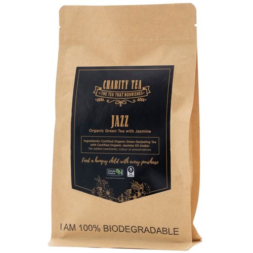 Charity Tea Jazz Green Tea with Jasmine Organic Tea Bags, Pack of 25