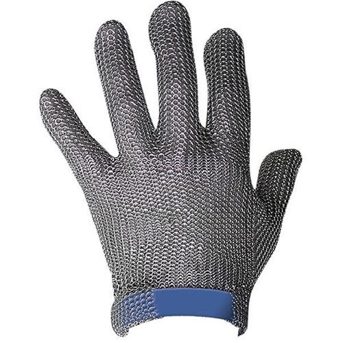 Protec Chain Mesh Glove With Button Closure Size Large Blue Wristband