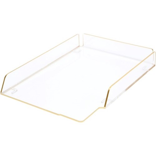 Realspace Document Tray Acrylic With Gold Trim OfficeMax NZ