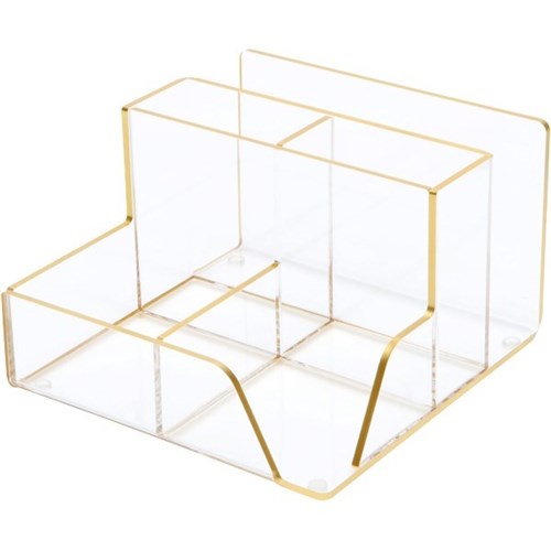 Realspace Desk Organiser Acrylic With Gold Trim OfficeMax NZ