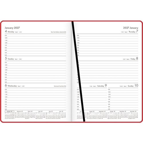 OfficeMax A53 1 Hour Appointment Diary A5 Week To View 2027 Red