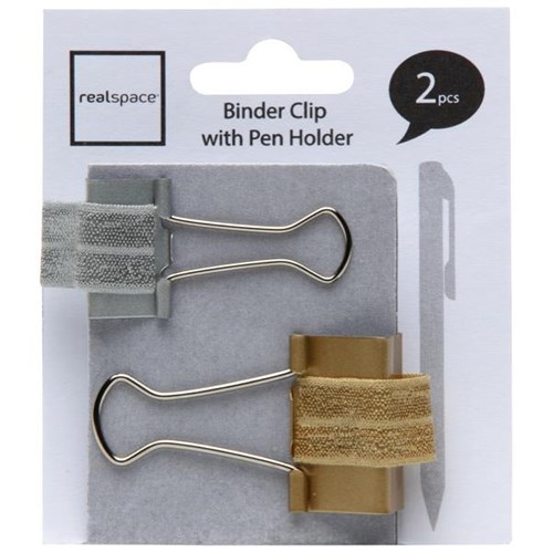 Realspace Binder Clip With Pen Holder Metallic, Pack of 2 OfficeMax NZ