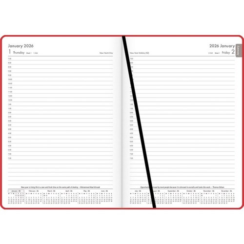 OfficeMax A51 1/2 Hour Appointments Diary A5 1 Day Per Page 2026 Red