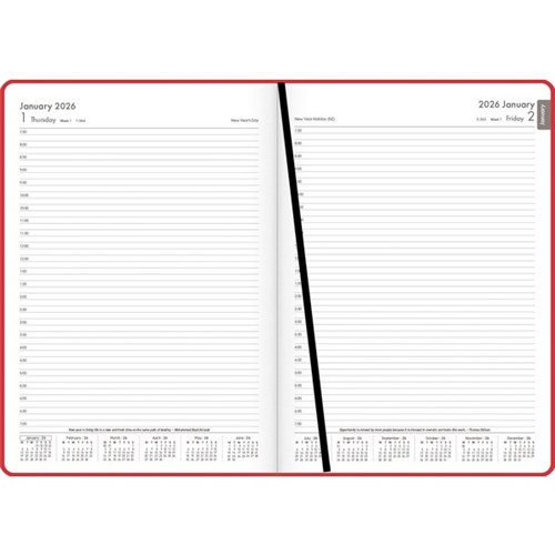 OfficeMax A41 1/2 Hour Appointments Diary A4 1 Day Per Page 2026 Red