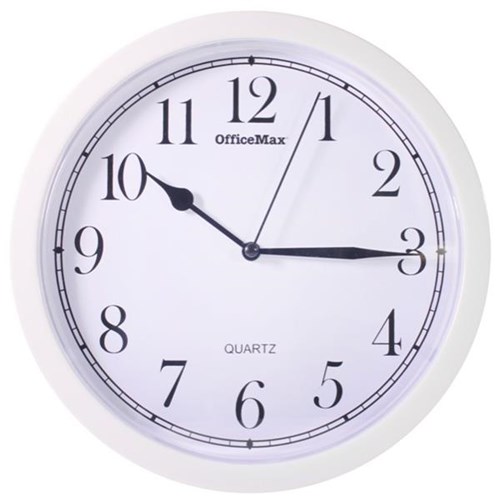 OfficeMax Round Plastic Face Wall Clock 240mm White