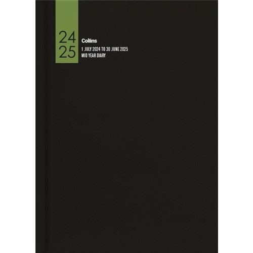 Collins A41A Mid Year Diary A4 1 Day To A Page 1 July 2024 to 30 June 2025 Black