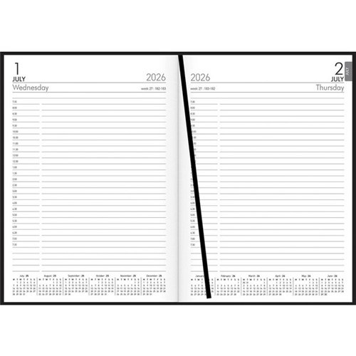 Collins A51A Mid Year Diary A5 1 Day To A Page 1 July 2026 to 30 June 2027 Black
