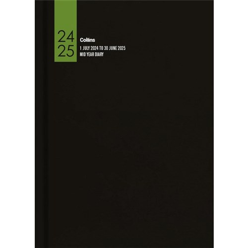 Collins A43A Mid Year Diary A4 Week To View 1 July 2024 to 30 June 2025 Black