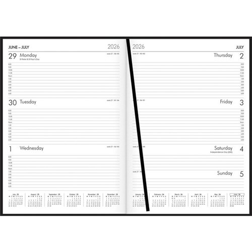 Collins A43A Mid Year Diary A4 Week To View 1 July 2026 to 30 June 2027 Black