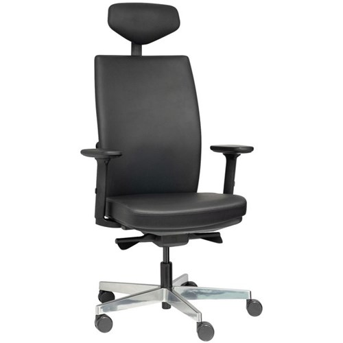 Tune Executive Chair High Back With Headrest Leather/Polished Base