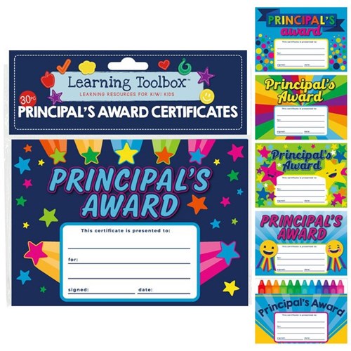 Learning Toolbox Certificates Principal Award A5 6 Assorted Designs, Pack of 30